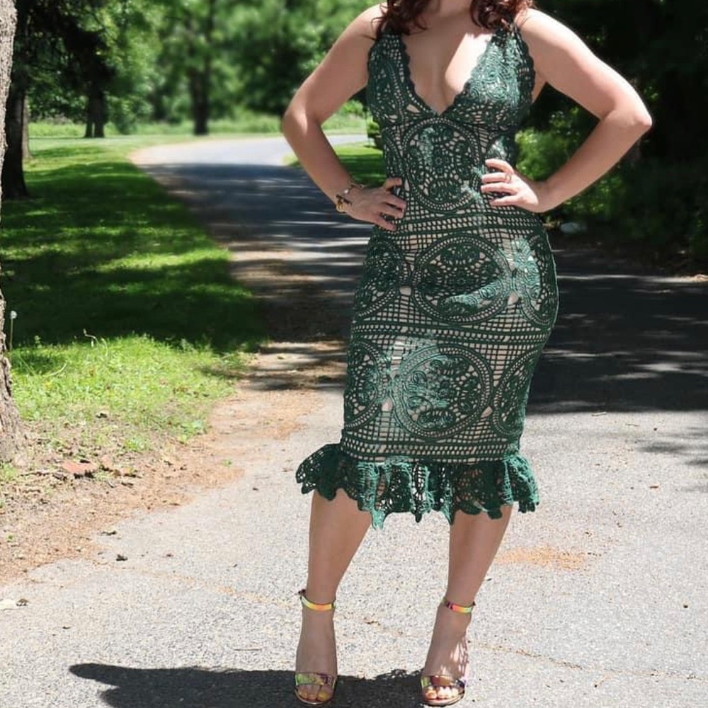 Green lace dress